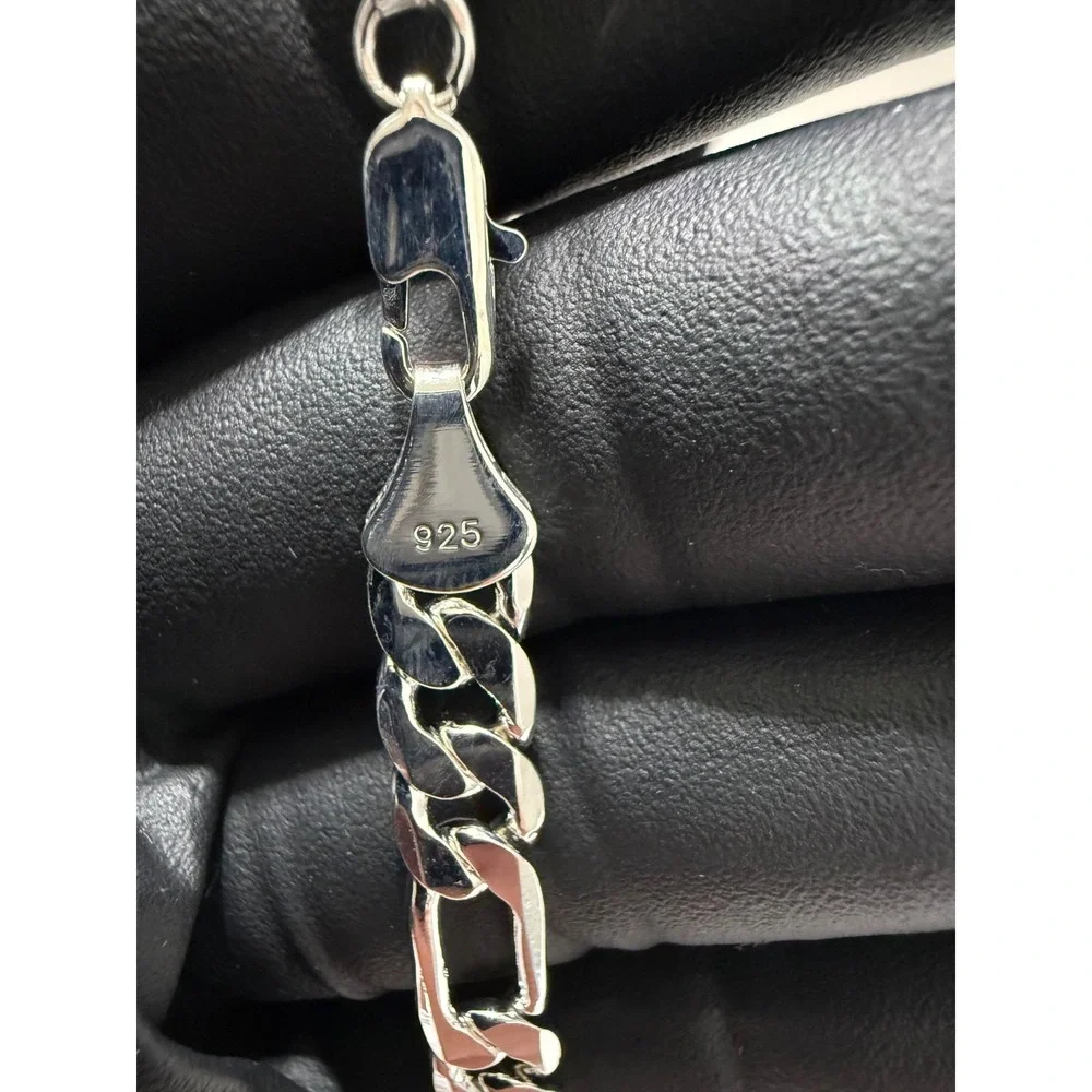figaro chain necklace silver filled stamped 24 inch 7.5mm lobster clasp